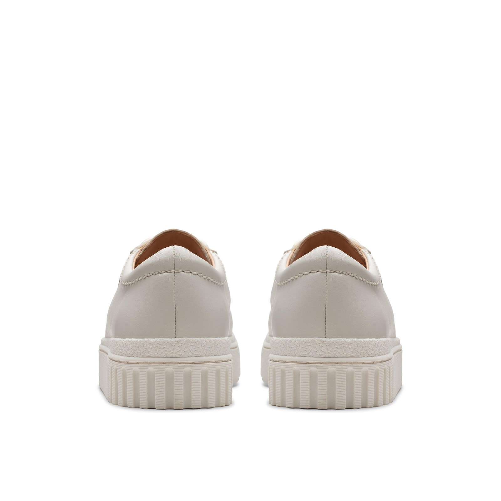 Clarks Womens Mayhill Walk White Leather Casual Sneakers Shoes