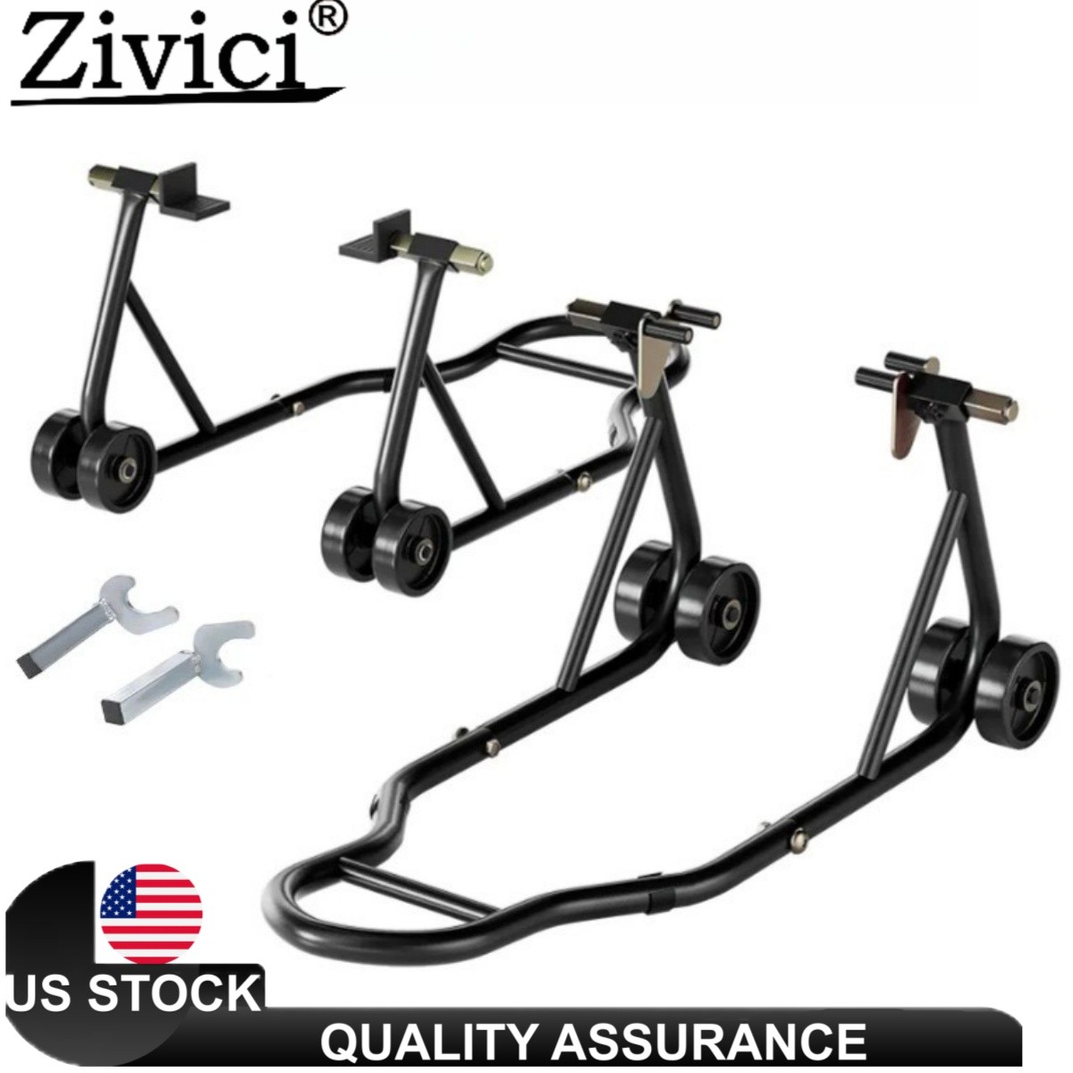 Motorcycle Front & Rear Stand Lift 850lbs Spoolift Paddock Swingarm Bike Support