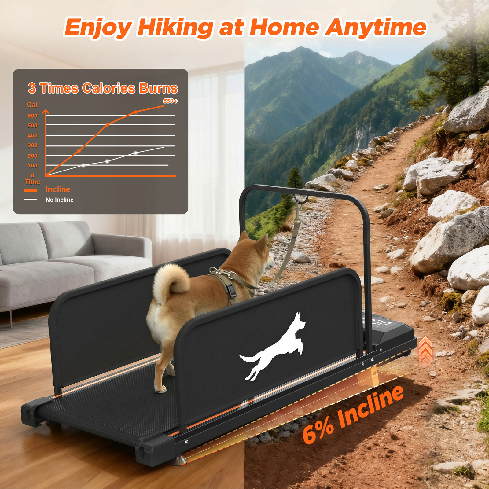 2 in 1 Dog Treadmill for Small Medium Dogs Pet Running Machine w/ Remote Incline