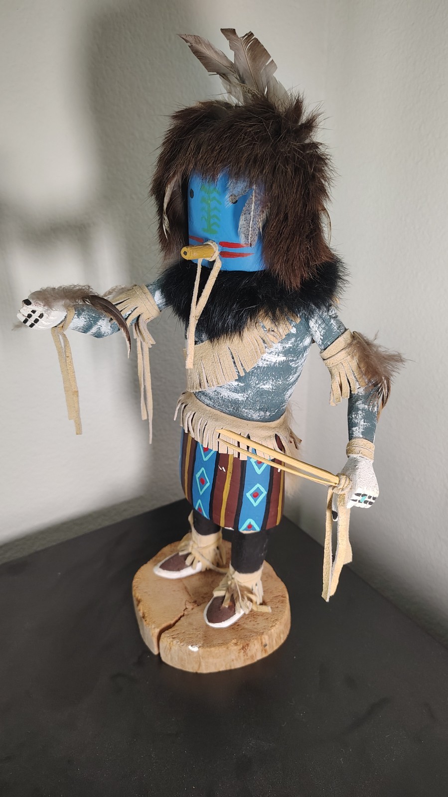 13" Signed Jean Yazzie Navajo Ya’i Corn Dancer Kachina Doll Hand Carved Wood