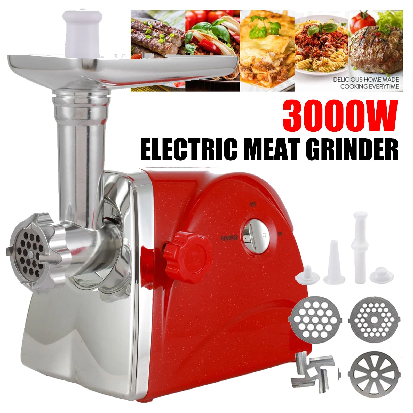 Meat Grinder Electric Heavy Duty Stainless Steel Meat Mincer &3 Grinding Plates