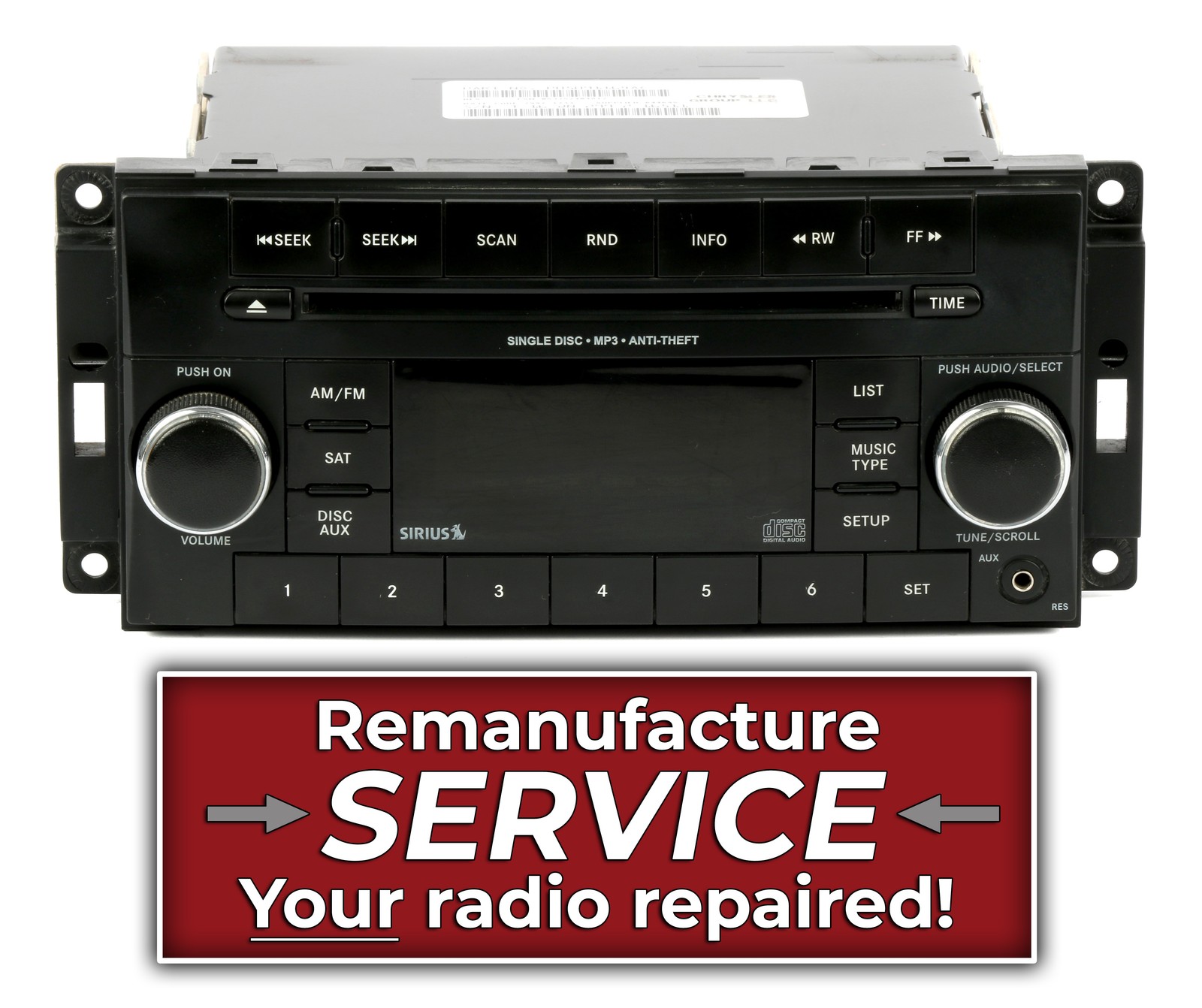 Remanufacture SERVICE for 2015-17 Jeep Wrangler Radio AM FM CD P05091164AC RES