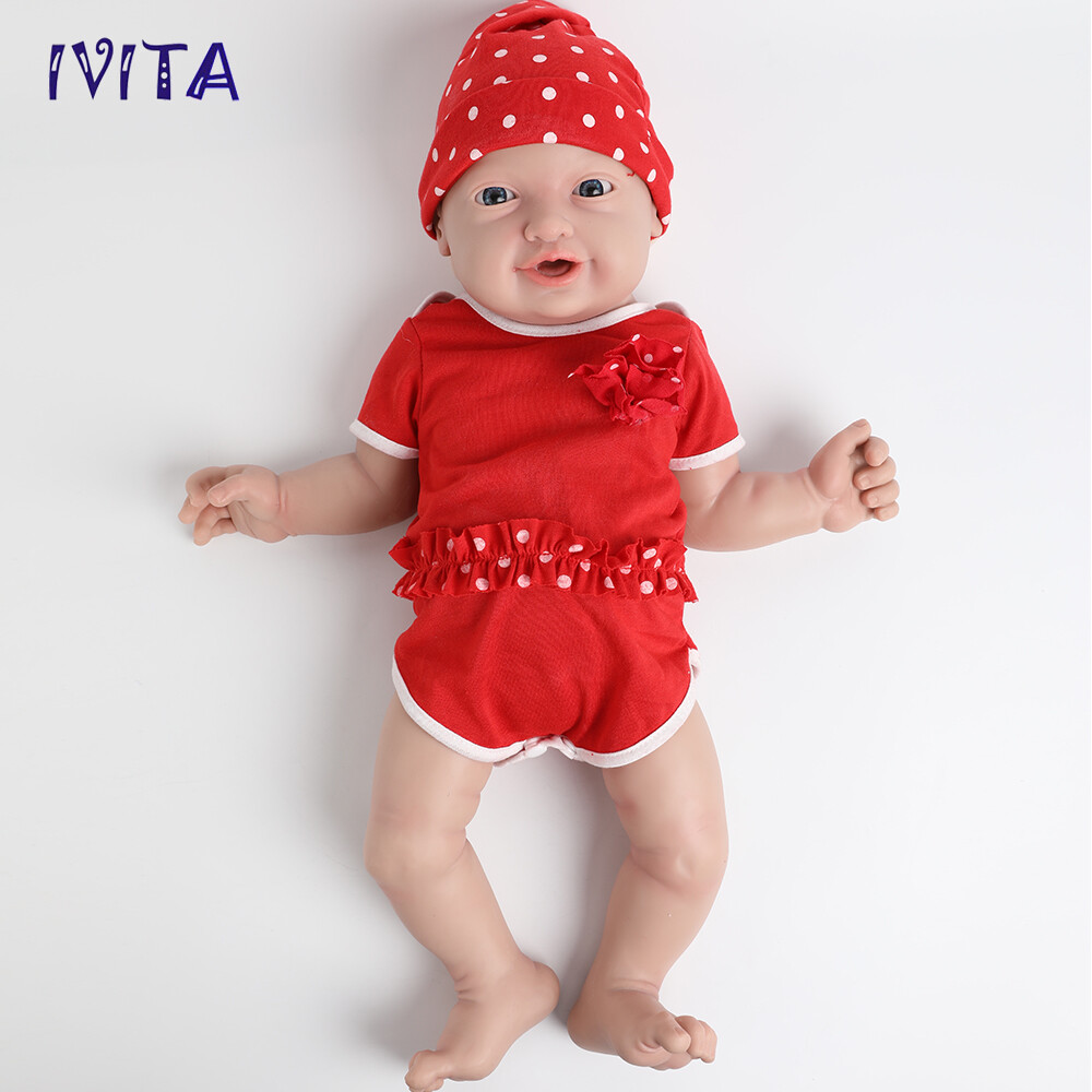 IVITA 23'' Big Reborn Full Body Silicone Doll Adorable Smile Newborn Baby Girl
