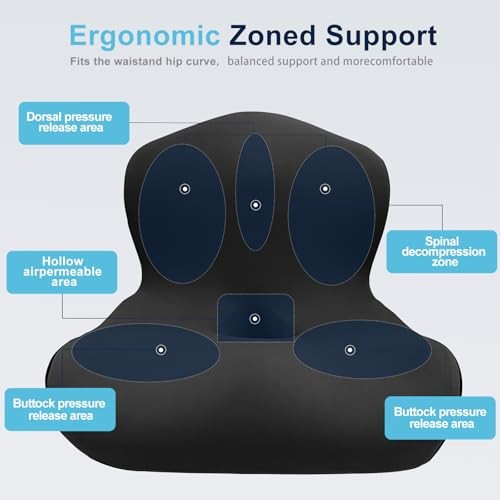 Seat Cushion, Office Chair Cushion, L-Shaped Ergonomic Car Seat Cushions, Black