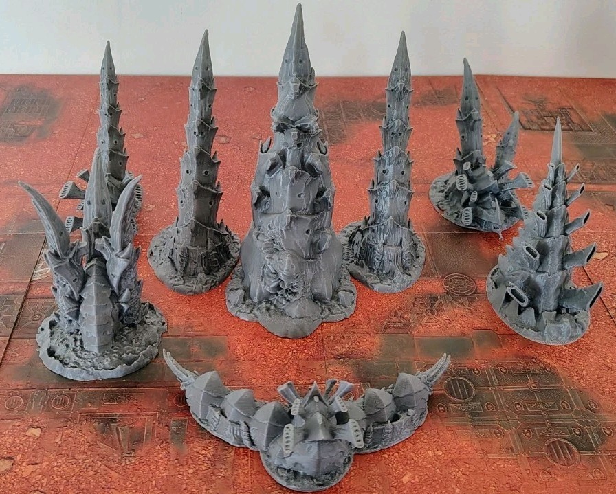 Tabletop Terrain - Large Bulk Alien Lot - for Warhammer 40K/Kill Team 8 Pieces