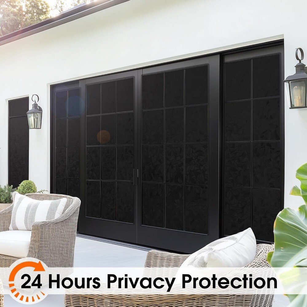 rabbitgoo Privacy Window Film Rainbow Static Cling Stained Glass Sticker Black