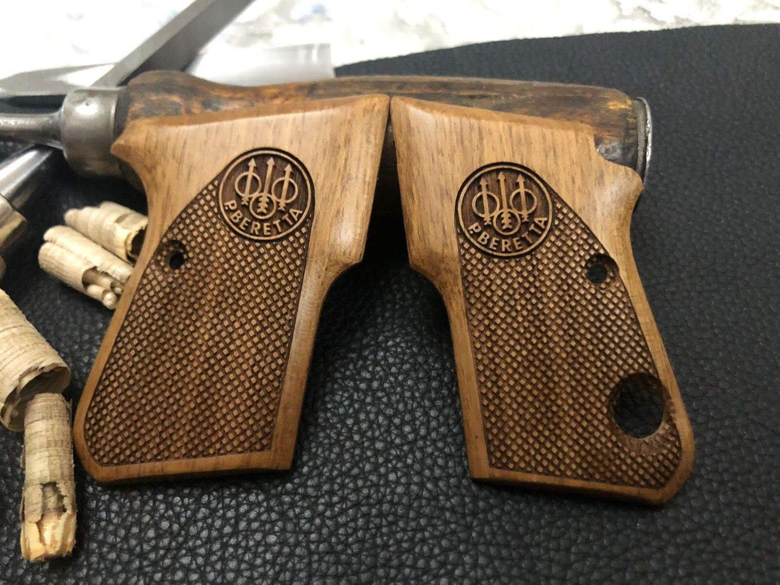Beretta 950 Jetfire Walnut Wood Grips with Safety Cut. Fits 950, 950B, 950BS