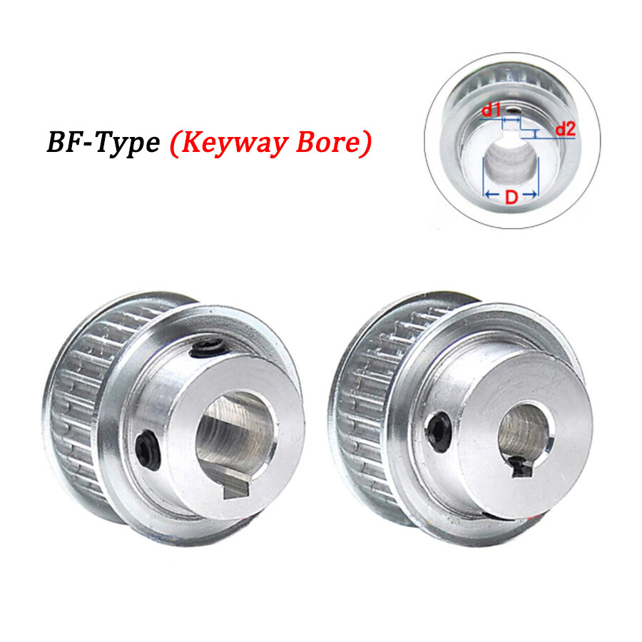 HTD 5M Timing Belt Pulley BF-Type 20T-60T Keyway Bore, for 20mm Wide Timing Belt