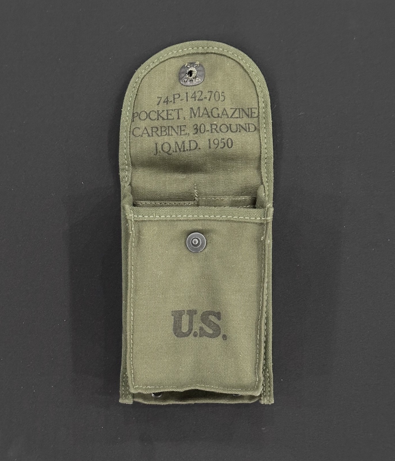 Korean War Era M1 Carbine Magazine Pouch J.Q.M.D. 1950 30RD (Olive Drab)