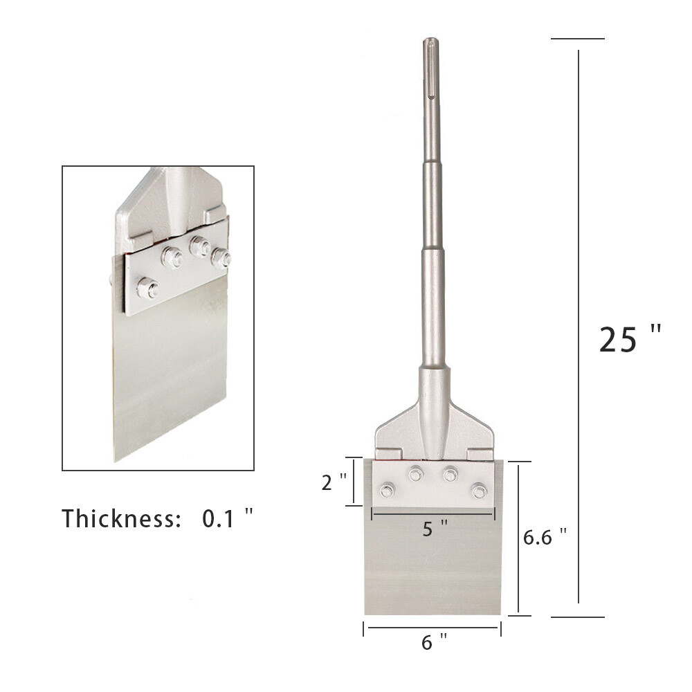 6" × 25" SDS Max Floor Scraper 6" Wide Tile Removal Bit and Heavy Duty Blade New