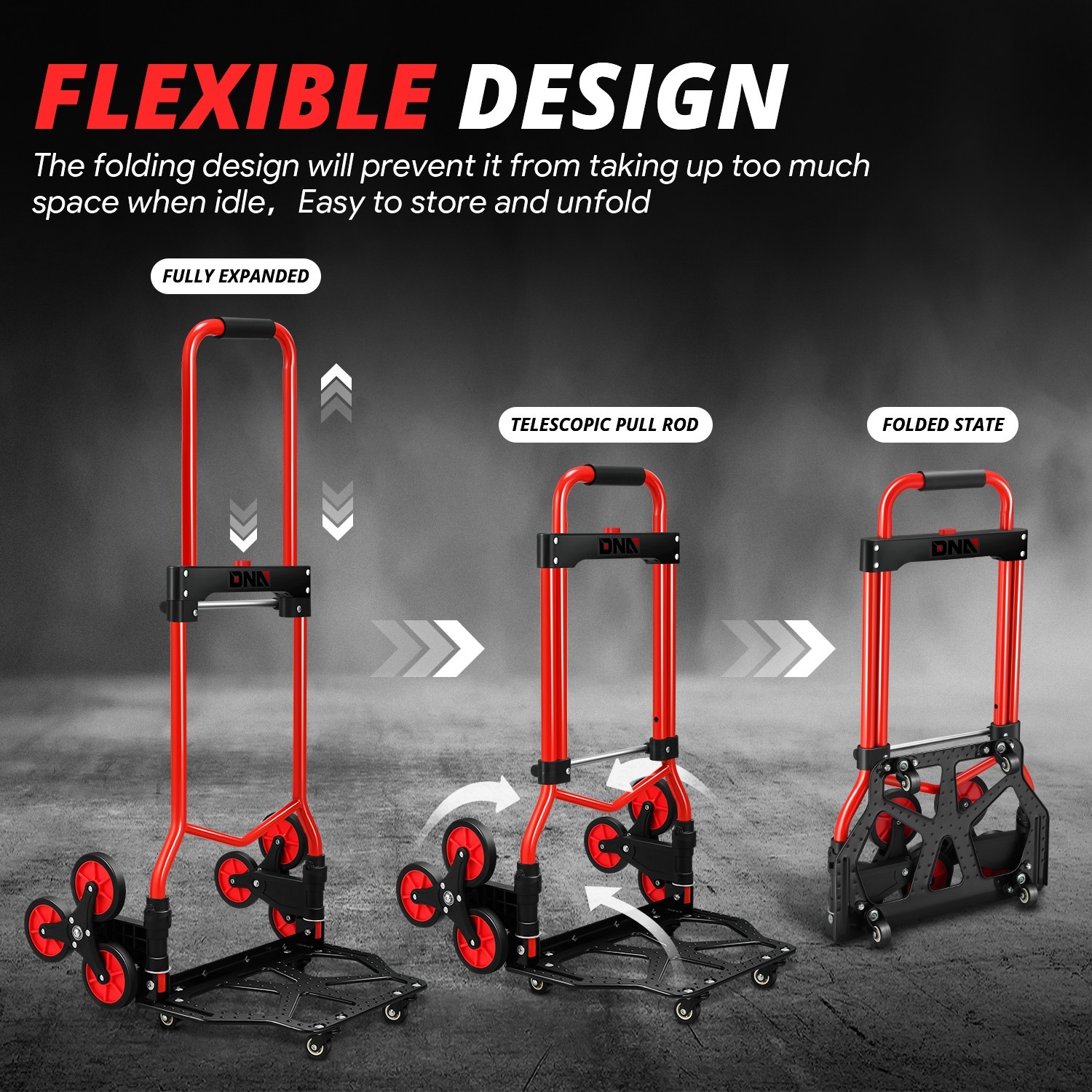 2-IN-1 176lbs Heavy Duty Folding Stair Climber Hand Truck Luggage Trolley Cart