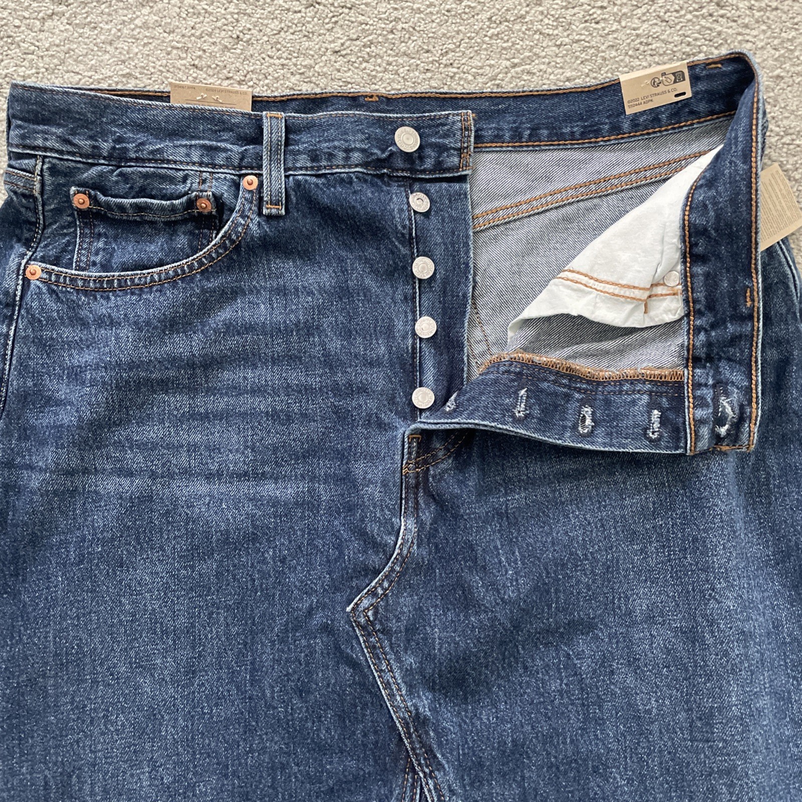 Levi's Women's Iconic Maxi Slit Skirt Dark Blue Tag Sz. 33 Measures 36in Waist