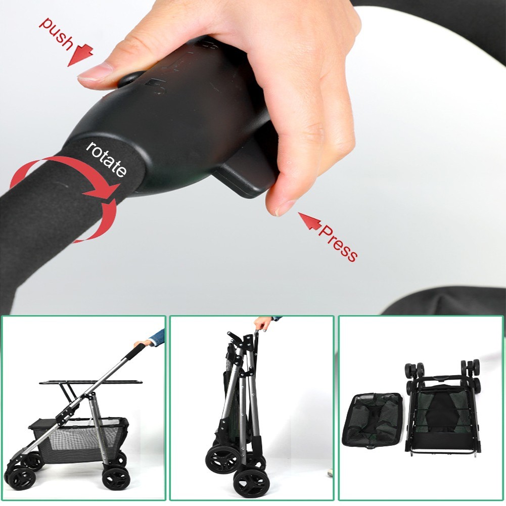 Collapsible Shopping Cart Utility Trolley Cart with Removable Tote&Swivel Wheels