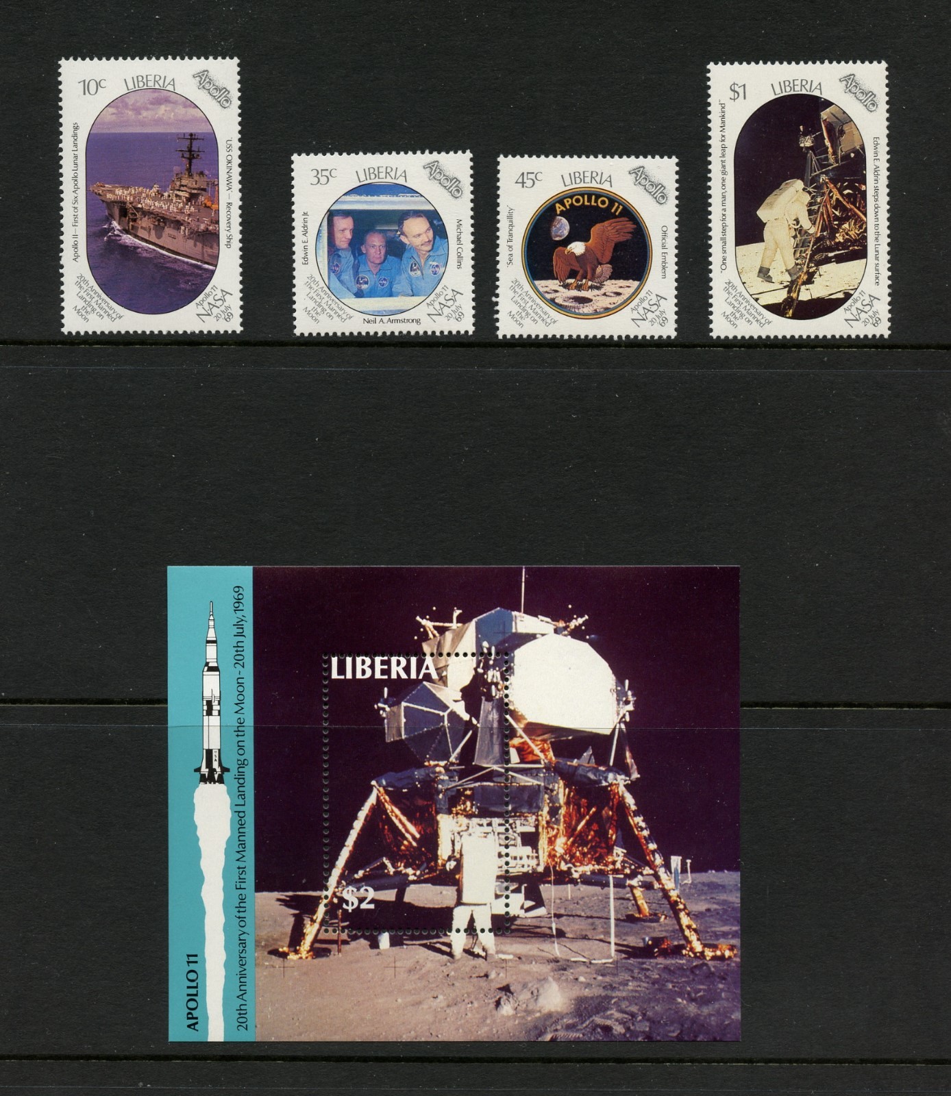 I034  Liberia 1989   space Apollo 11 moon landing    MNH