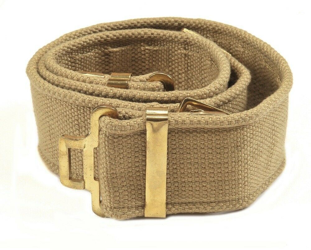 British WW2 P37 Equipment Belt Khaki adjusts 26" to 46"