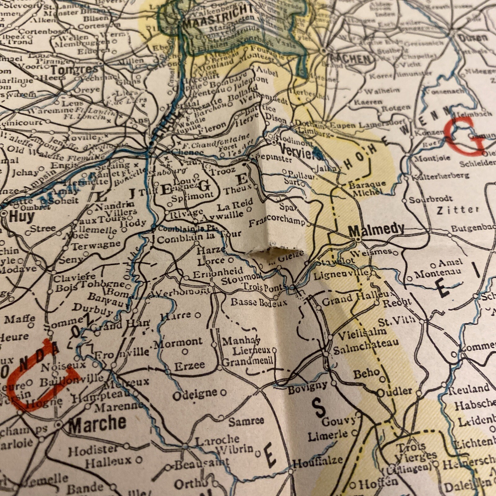 World War Map Battleground Liberty Keystone View Belgium France Germany 19x23