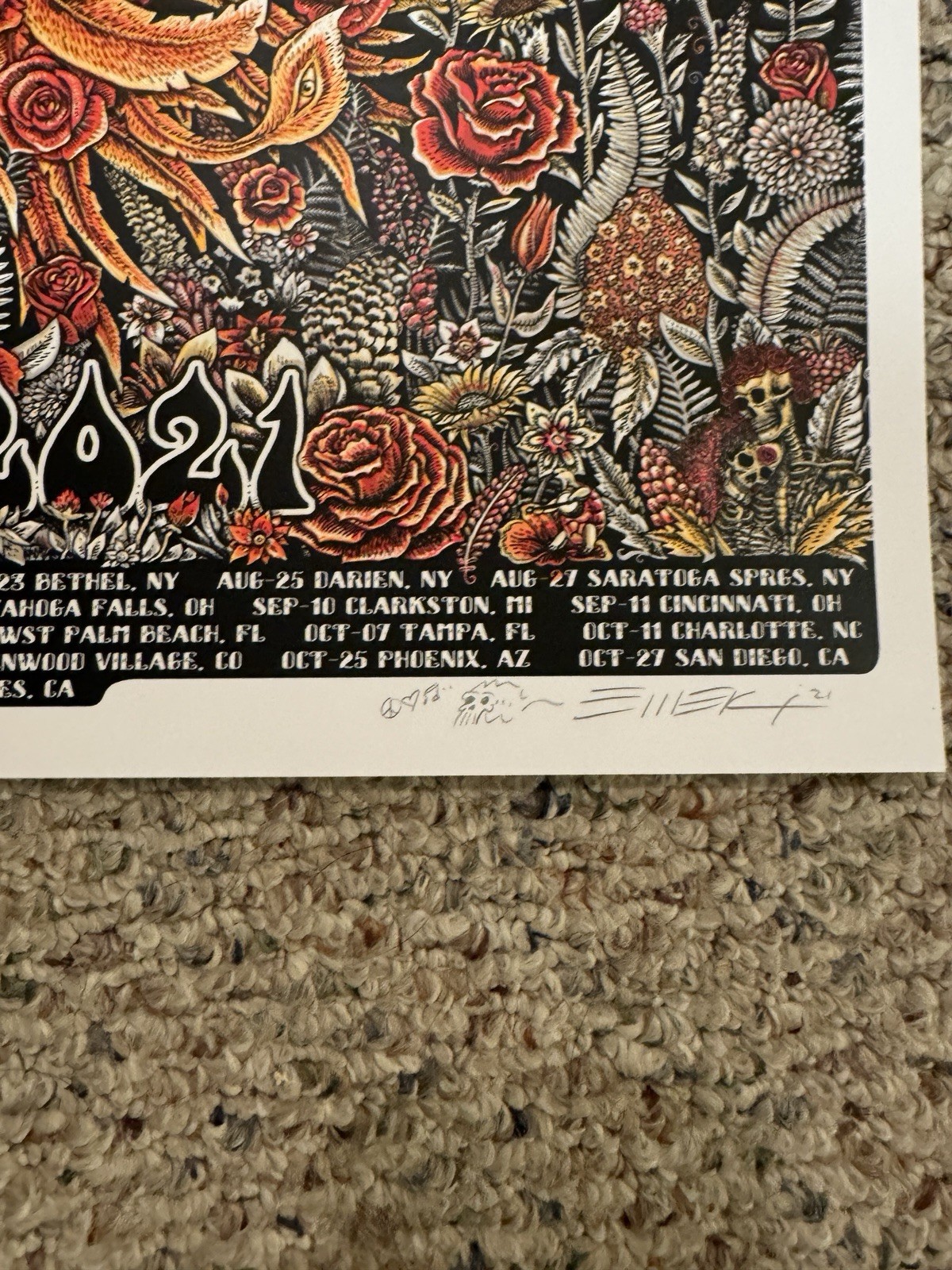 Dead And Company 2021 Summer Tour Poster Red And Black Variant S & N 19/25 M/NM