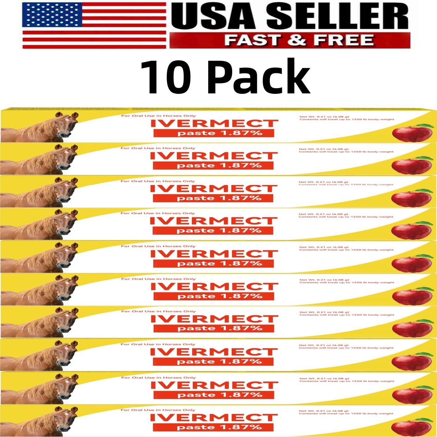 10 Pack in Box Paste Horse Dewormer Apple Flavor1/2028