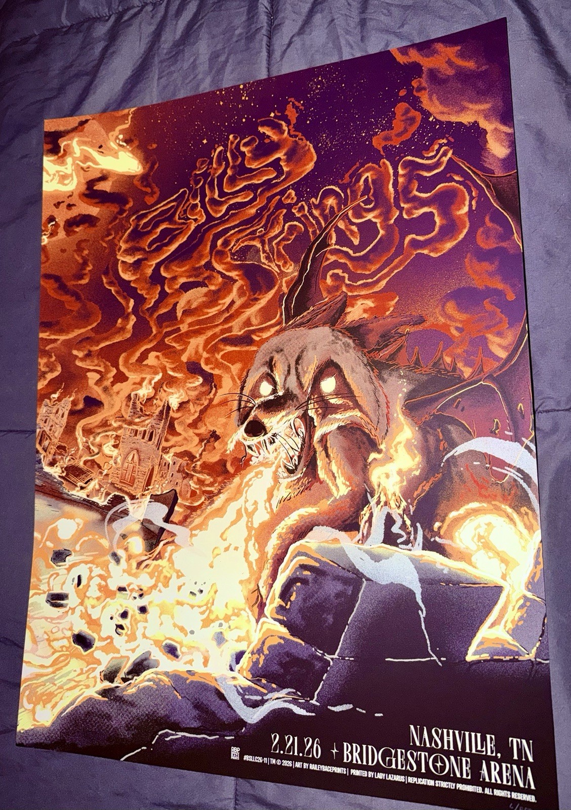 Billy Strings Nashville REG Poster Bridgestone Arena 2/21/2026 Bailey Race