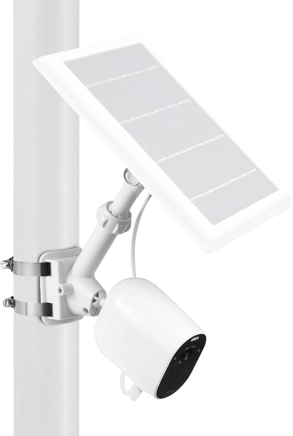 Wasserstein 2-in-1 Universal Pole Mount For Security Cameras and Solar - White