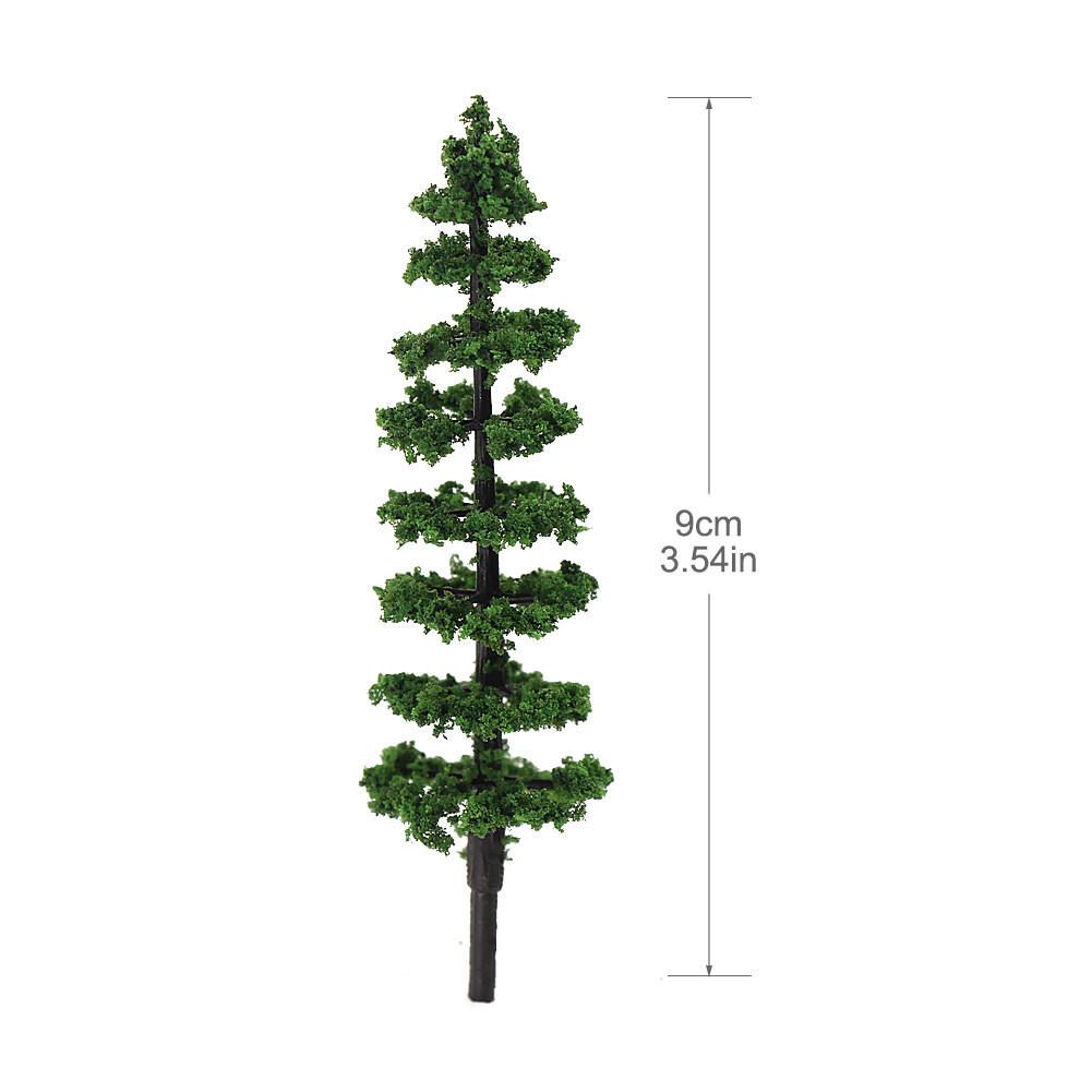 80pcs Model Railway Layout HO OO Scale 1:75 Green Tower Trees 90mm TC90
