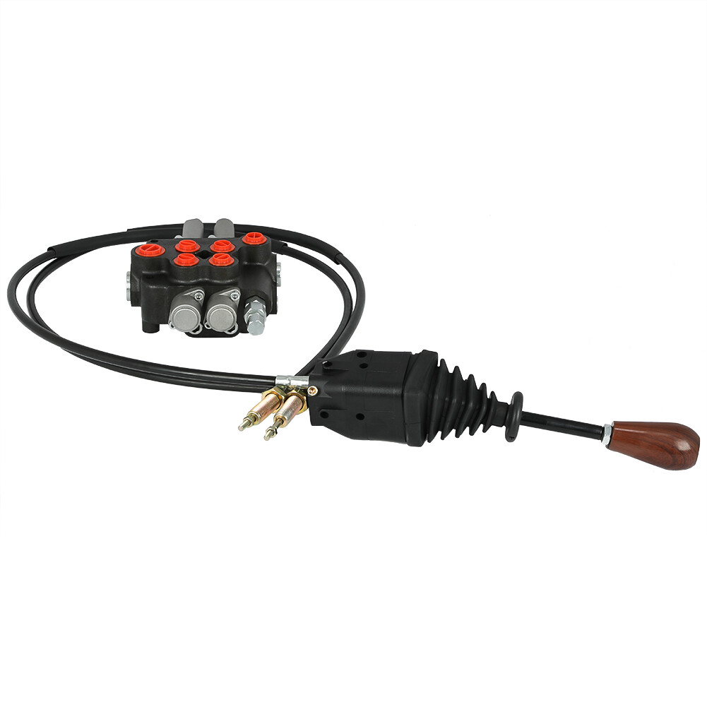 P80 Remote Control Valve Kit: 2 Spool Valve 21GPM + Joystick + Cables 25MPa Top
