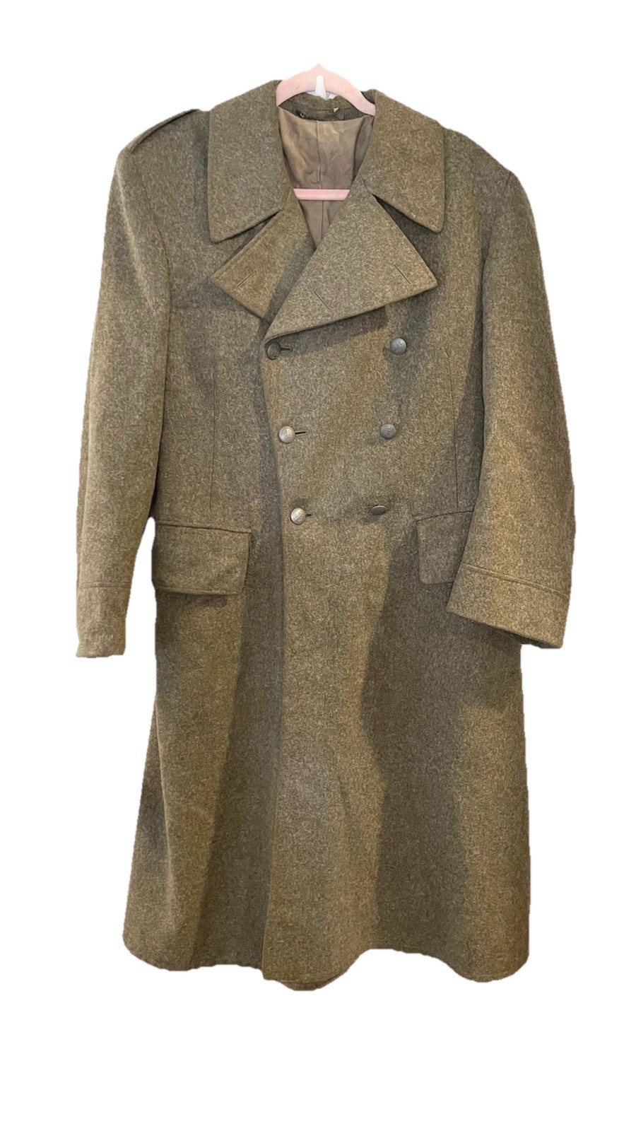 Vintage Swedish Naval Wool Overcoat Rappson Tan Brown Winter Coat 50s 60s