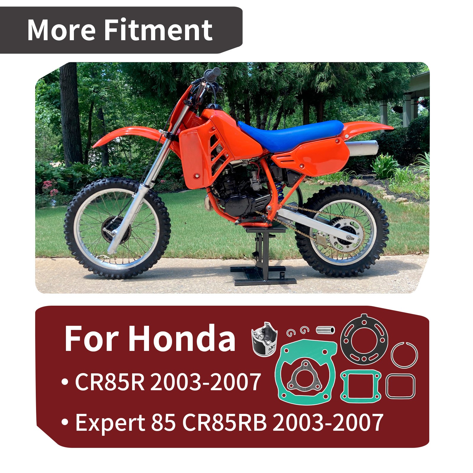 Top End Gasket Piston Kit For Honda CR85R CR85RB Standard Bore 47.5mm 2003-2007