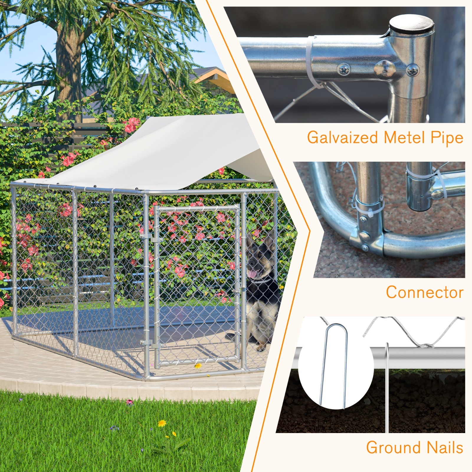 10x10ft Outdoor Pet Dog Run House Kennel Shade Cage Enclosure w/ Cover Playpen