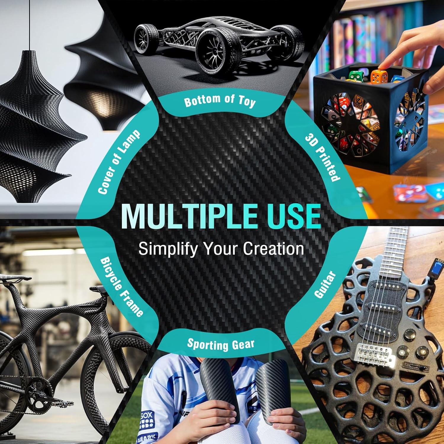 SUNLU PA6-CF Carbon Fiber Nylon Filament 1.75mm 4*1KG Stiff & Heat Resistant