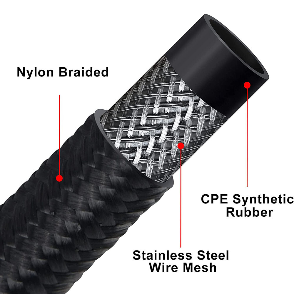 6AN 8AN 10AN 10-20FT CPE Braided Nylon Fuel Line Kit Hose end Fittings + Wrench