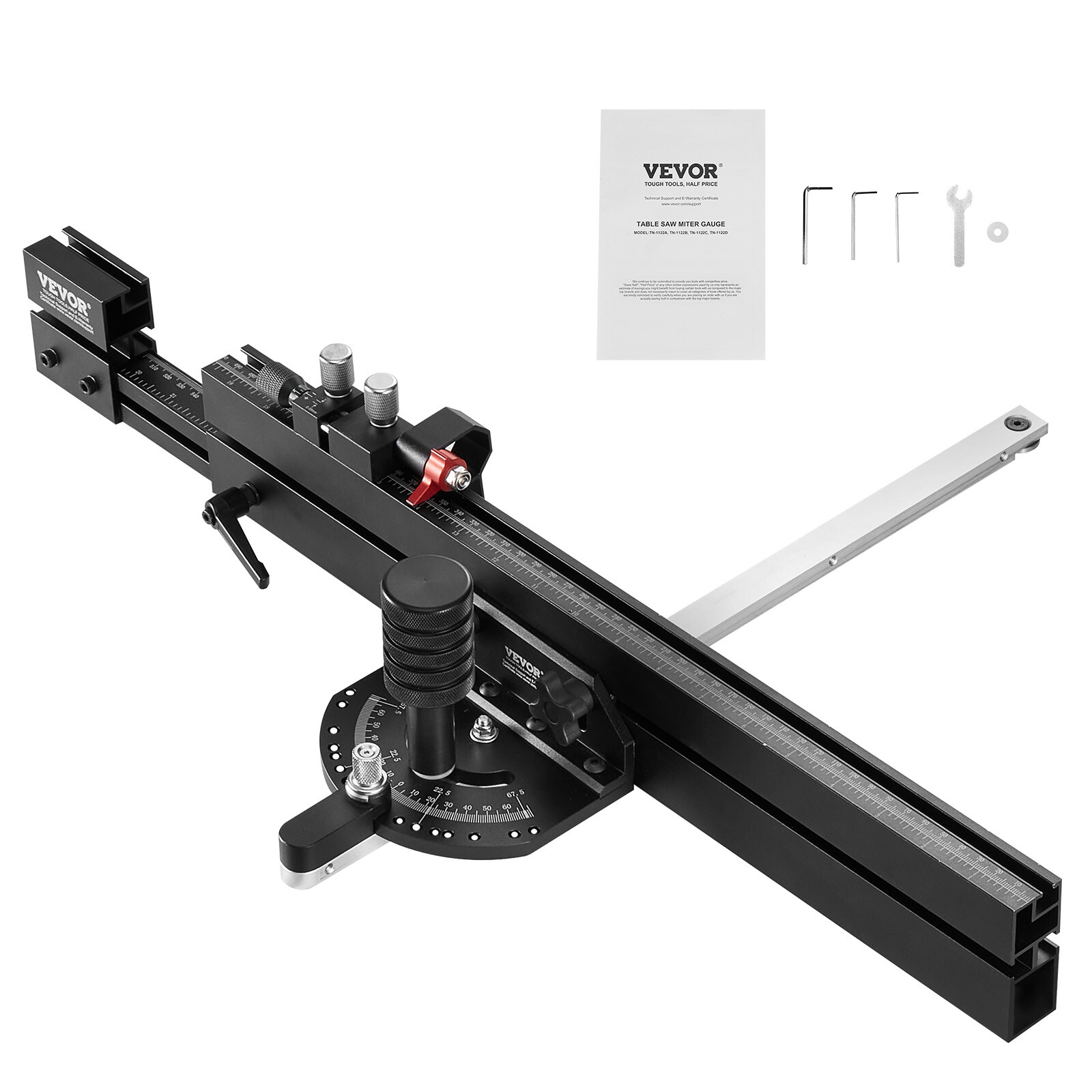 VEVOR Precision Table Saw Miter Gauge Standard Slot 3/4''x3/8'' 19-35 in Grating