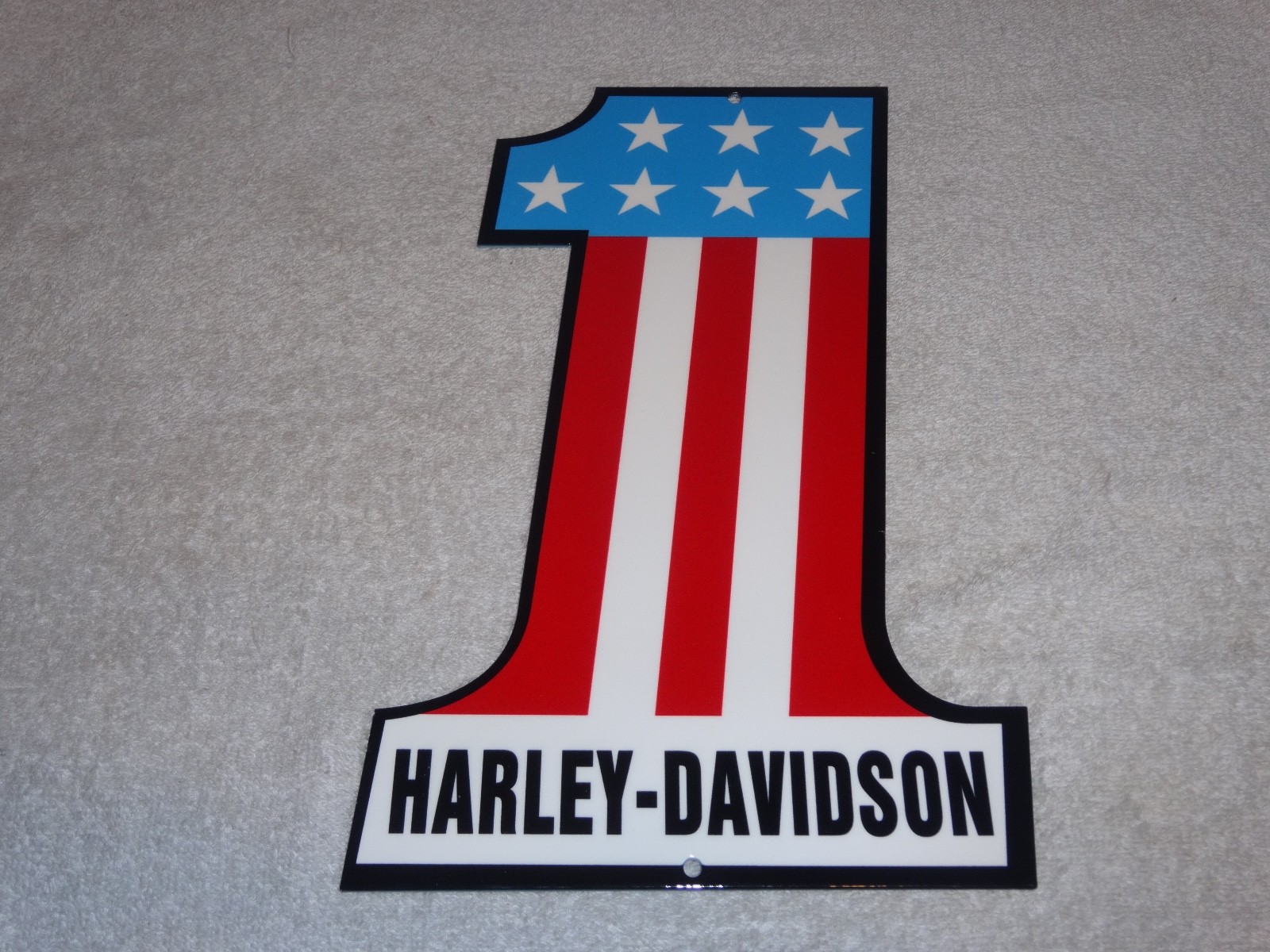 VINTAGE HARLEY DAVIDSON #1 MOTORCYCLES 12" METAL GASOLINE & OIL MOTORCYCLE SIGN!