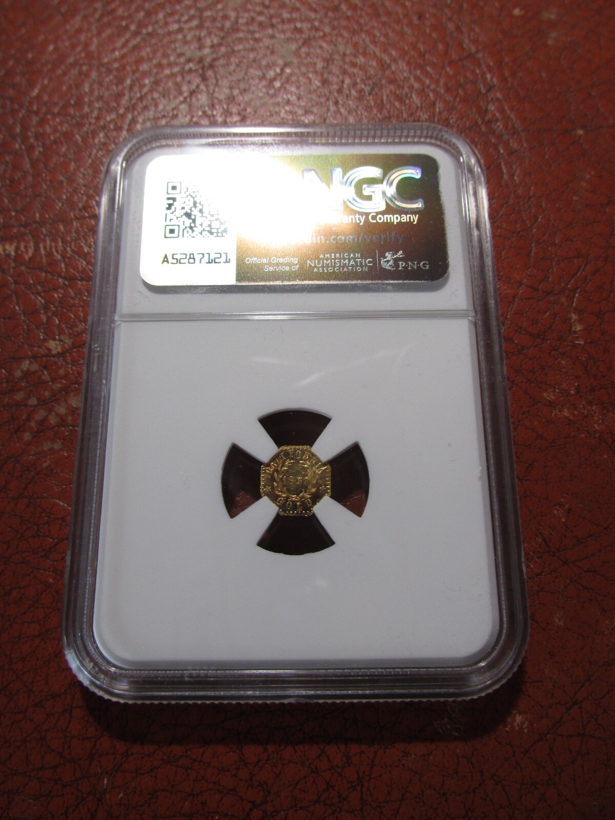 1853-Dated CAL. Octagonal Gold Token...Indian - Wreath NGC UNC Details