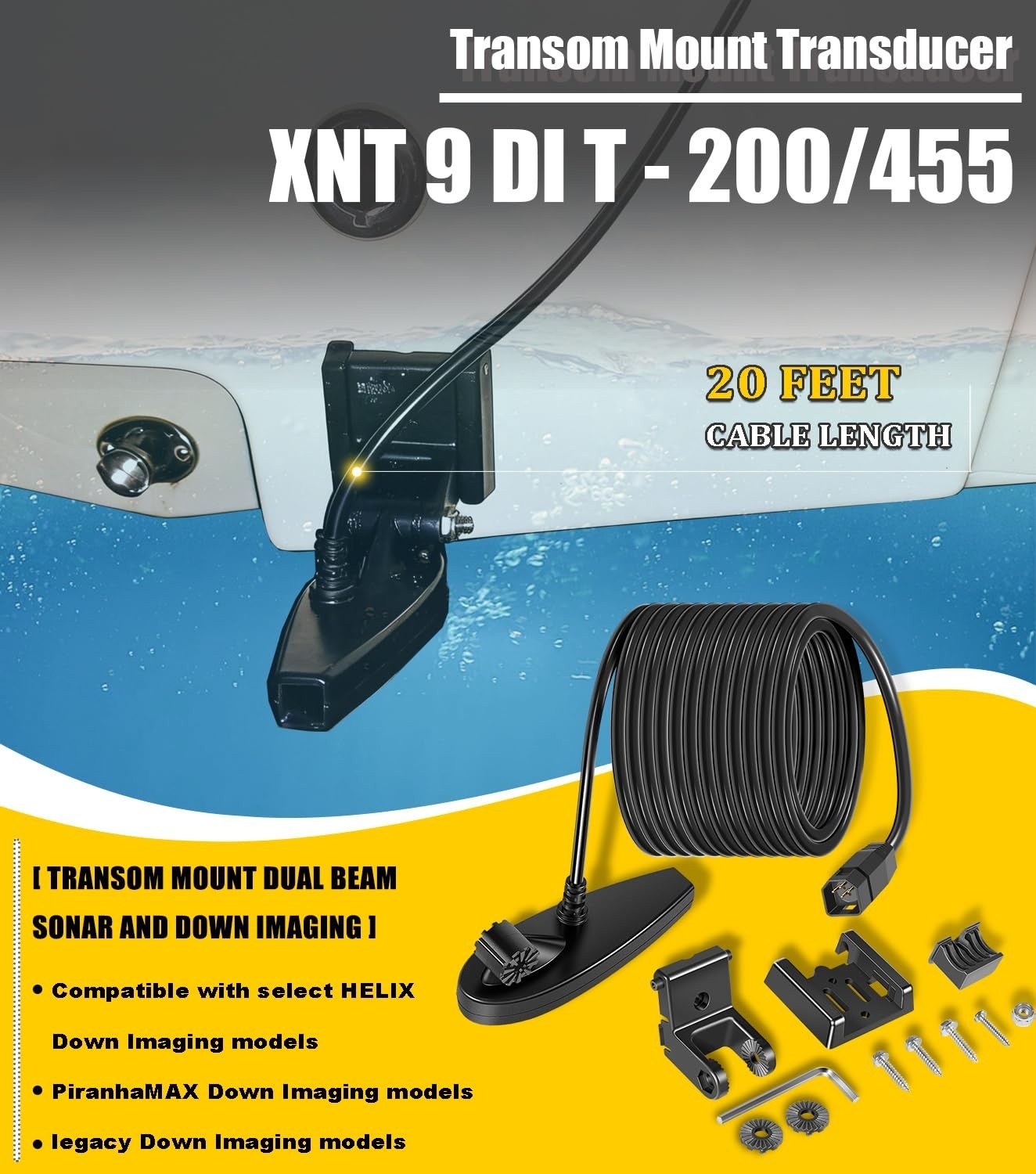 For Humminbird XNT 9 DI T HELIX DI CHIRP Transom Mount Transducer w/Temp710226-1