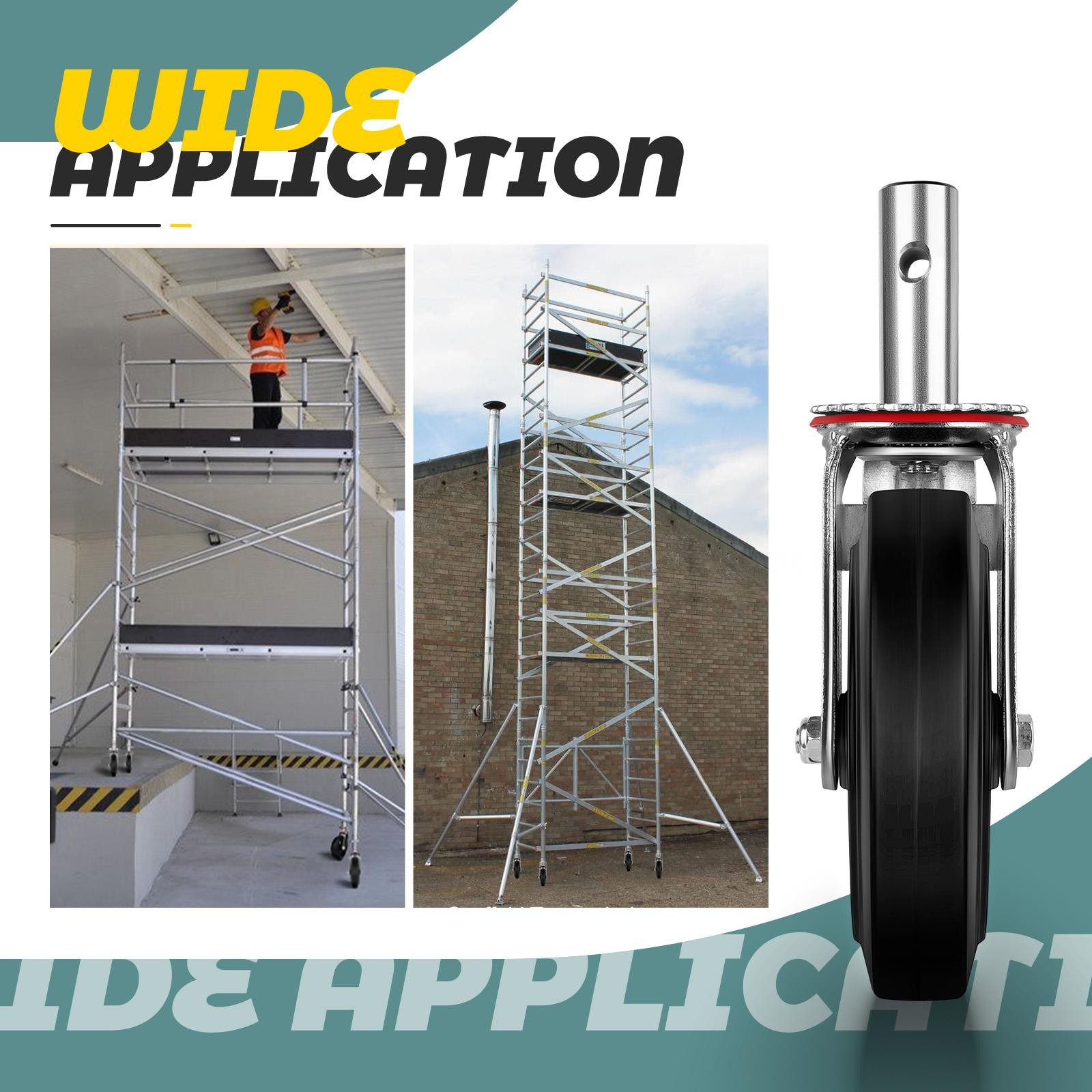 8 Inch Scaffolding Casters Set of 4,Heavy Duty Baker Scaffold Wheels with Dual