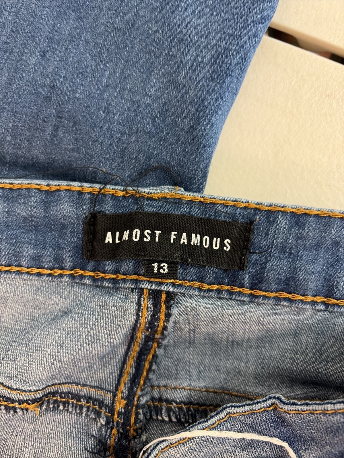Almost Famous Blue Distressed Ripped Flared Jeans Size 13