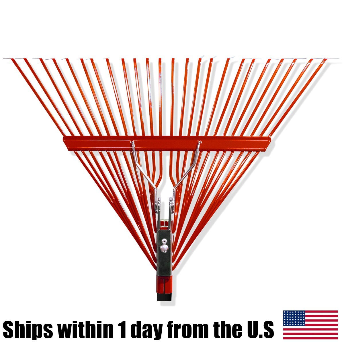 12PK Durable Red 24 Steel Tine Thatching Leaf Rake w/ Steel Handle