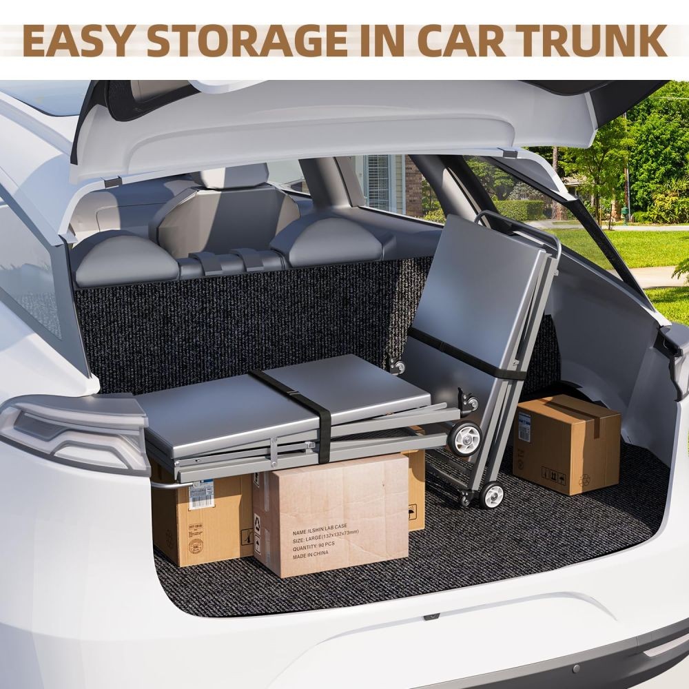 Outdoor Grill Table, Stainless Steel 3-Tier Folding BBQ Prep Table with Casters