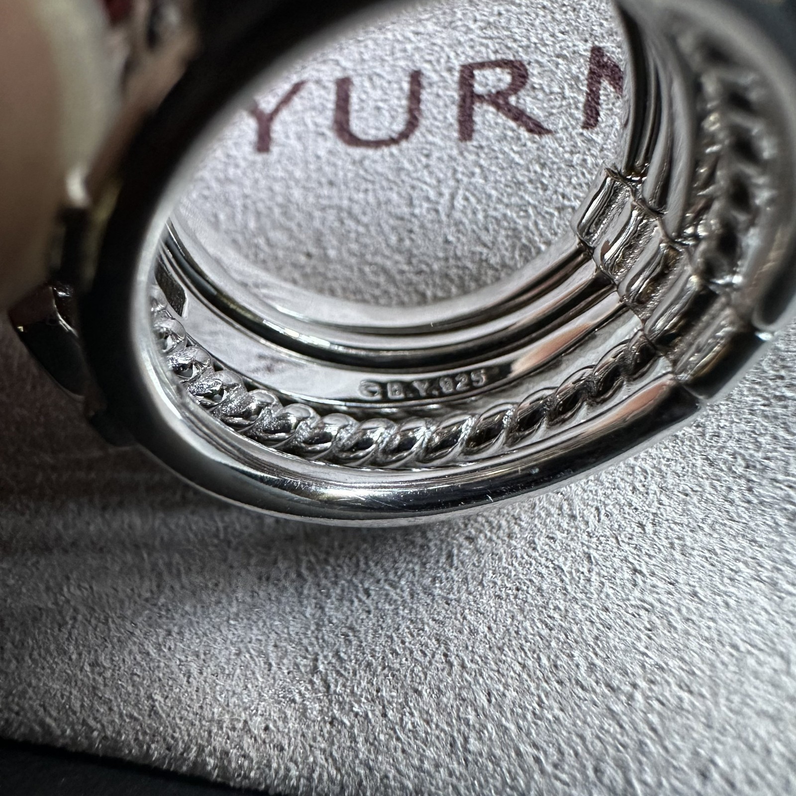 David Yurman Sterling Silver Stax Ring with Blue Topaz & Diamonds Size 7