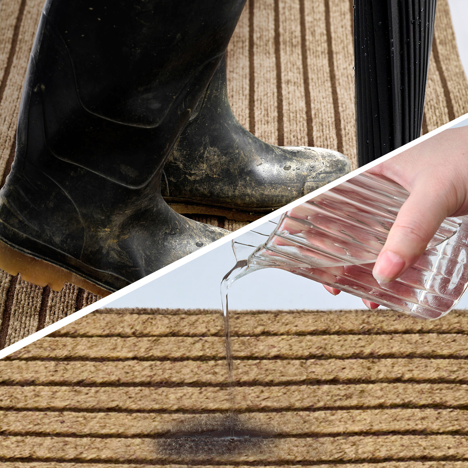 Entryway Runner Rug Indoor Outdoor - Extra Long Hall Rugs Runners Non Slip Brown