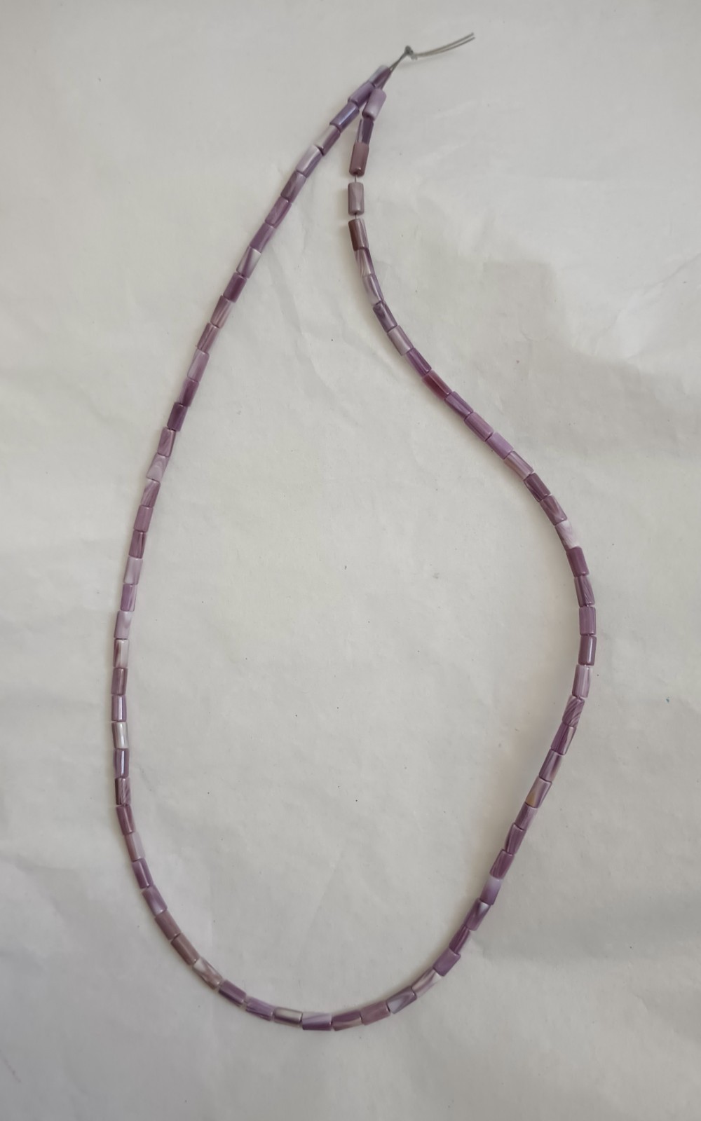 WAMPUM QUAHOG SHELL 2.5-3x5MM PETITE TUBE BEADS - ONE (1) 15.75" Strand - 5524E