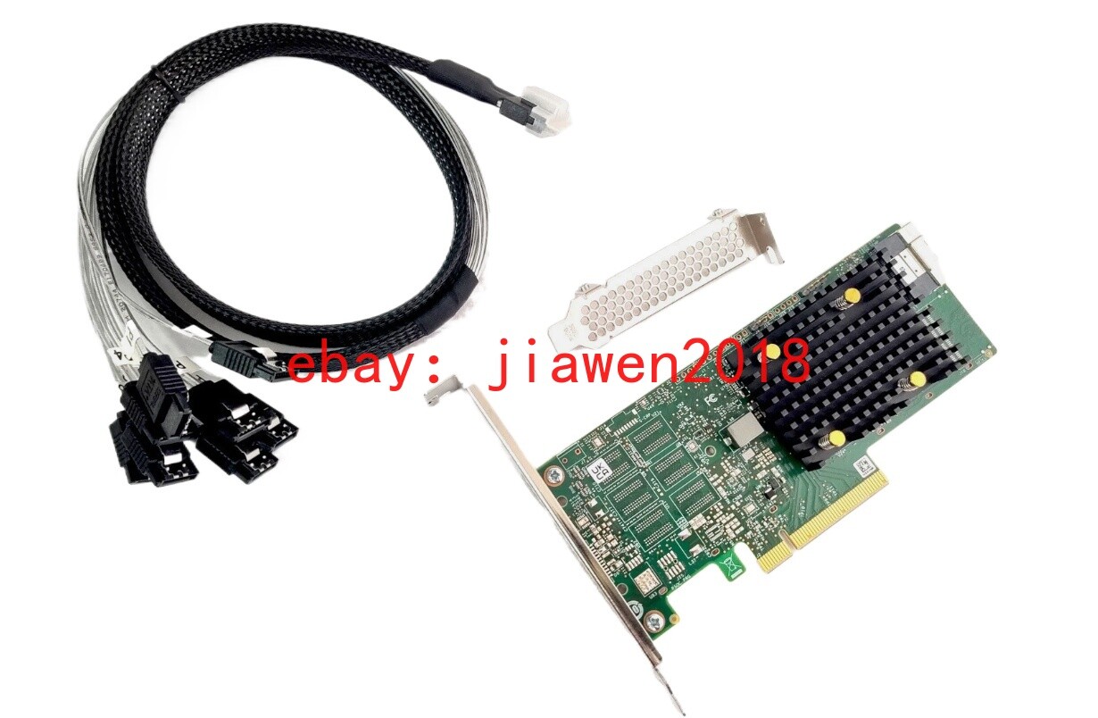 LSI 9500-8i Tri-Mode HBA IT Mode ZFS TrueNAS UNRAID + SFF-8654 SATA 8P Cable US