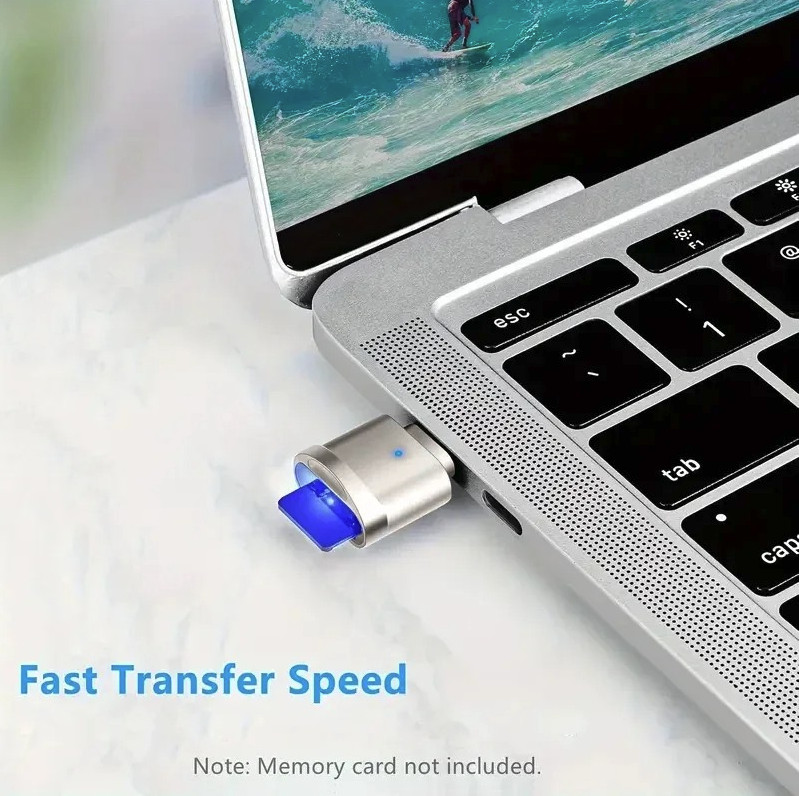 1pc USB-C TF Micro SD Card Reader With USB Adapter Zinc Alloy - NEW