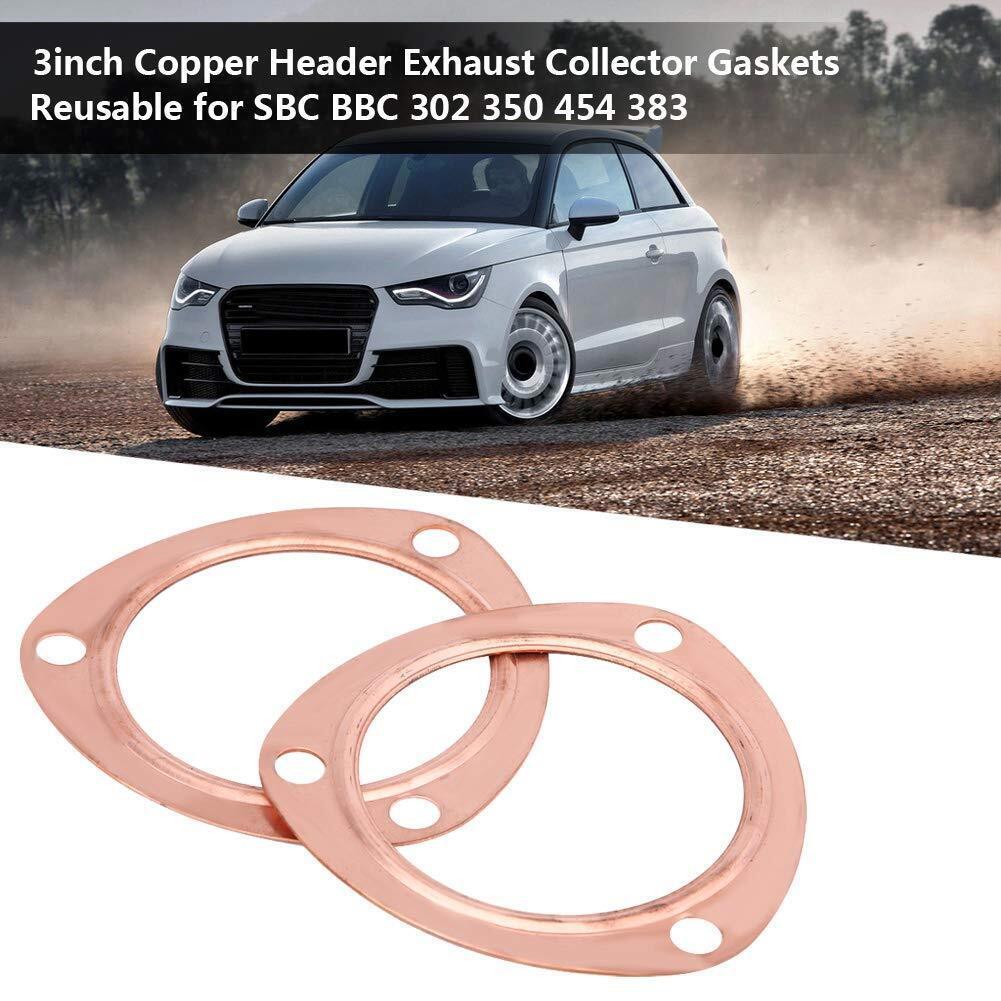 2PCS 3" Copper Header Exhaust Collector Gaskets Flanges Universal 3 Bolt