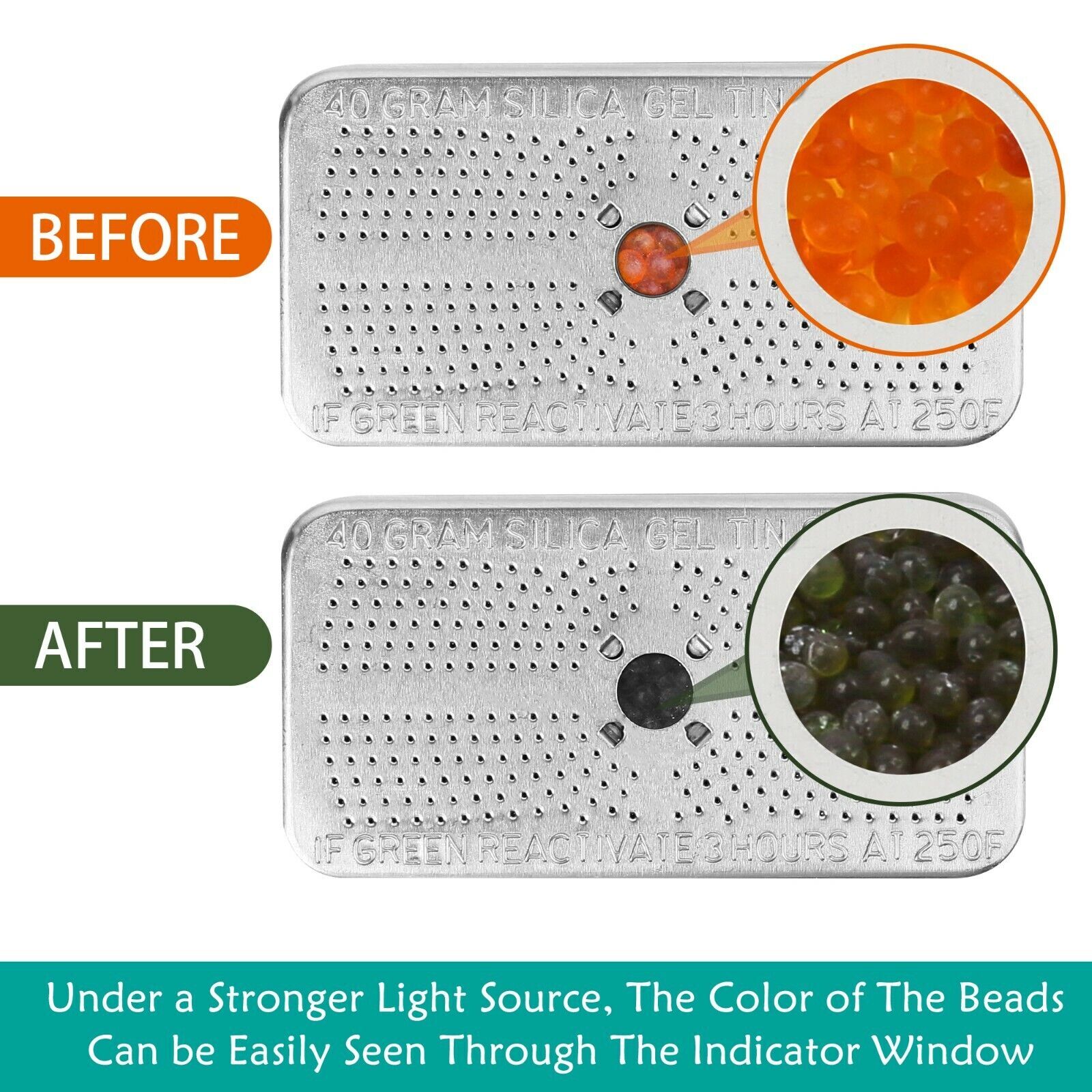 6 PACK 40 Gram Silica Gel Dehumidifier Desiccant Silica Gel Canister Reusable