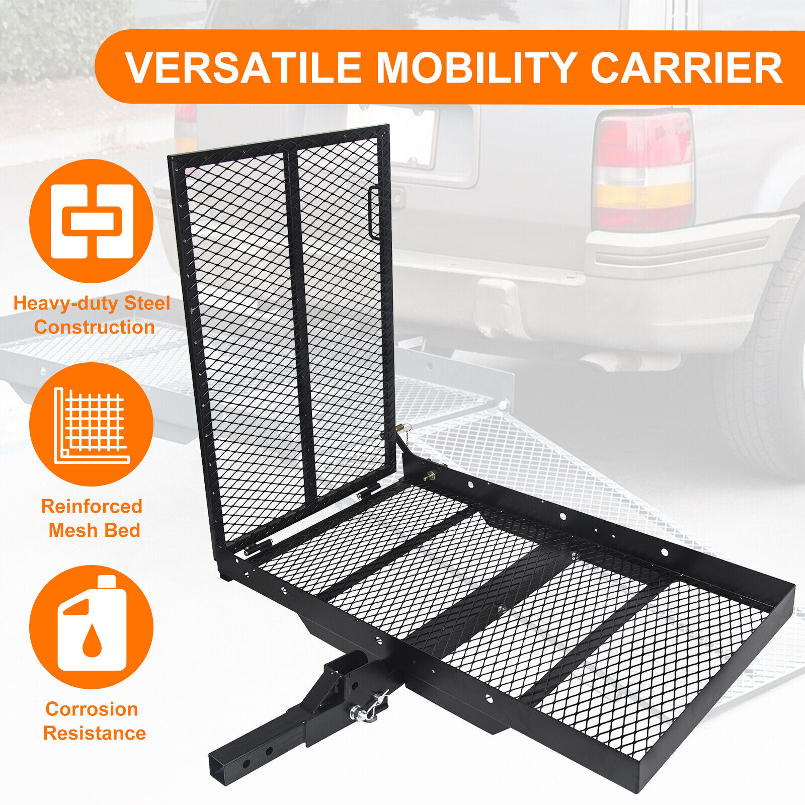 Foldable Electric-Wheelchair Hitch Carrier Mobility Scooter Loading Ramp