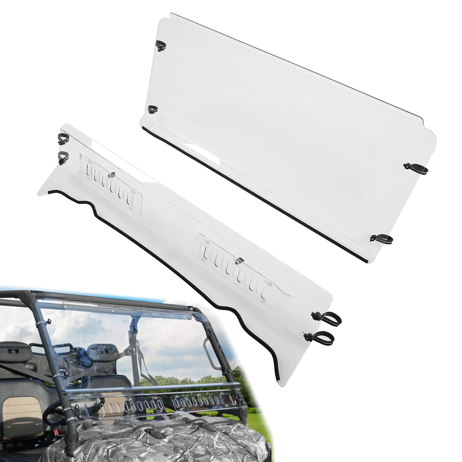 Clear Front Vented Windshield For Polaris Ranger XP 500/ 700 800/ 570 Full Size