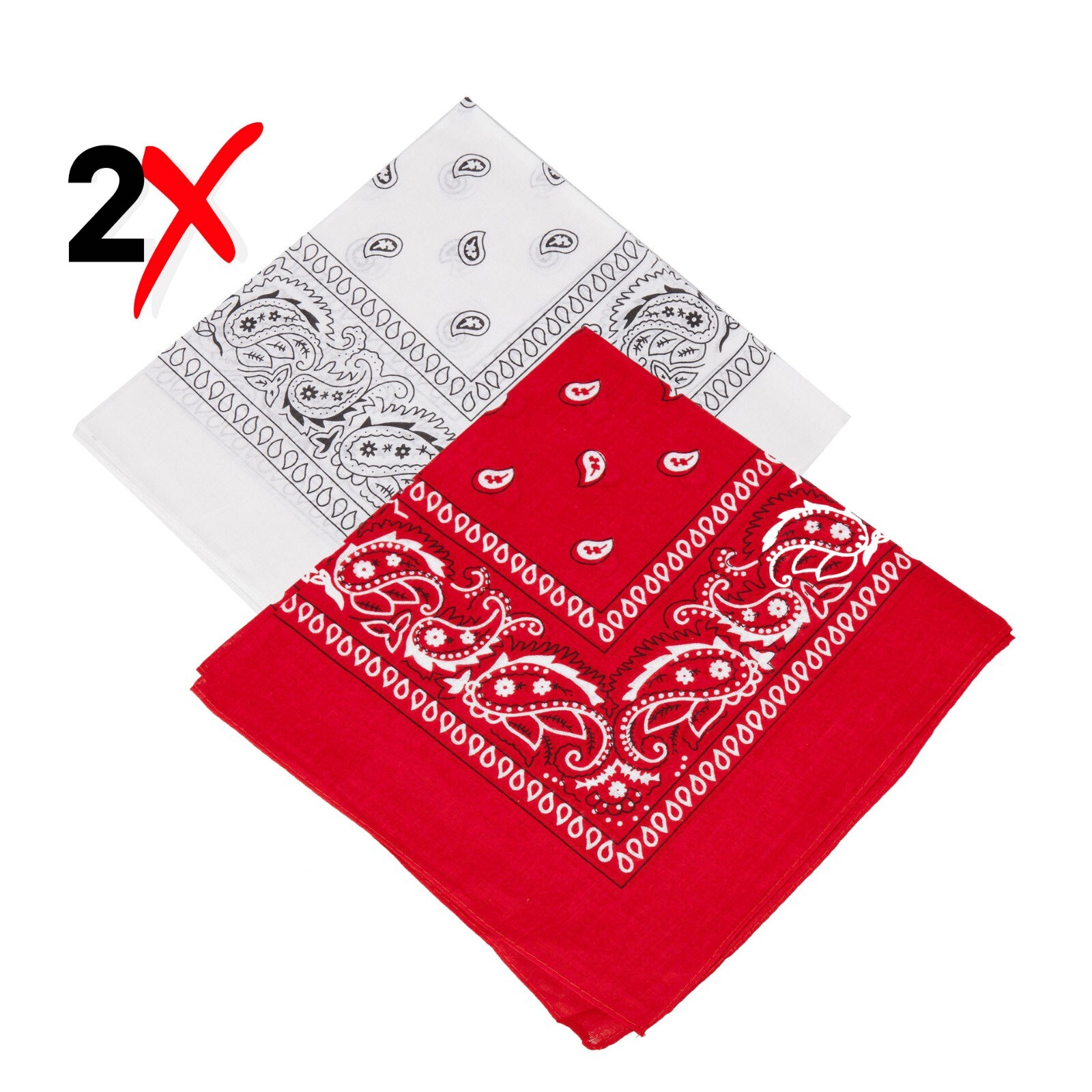 2 Pack Bandana 100% Cotton Paisley Print Double-Sided Scarf Head Neck Face Mask