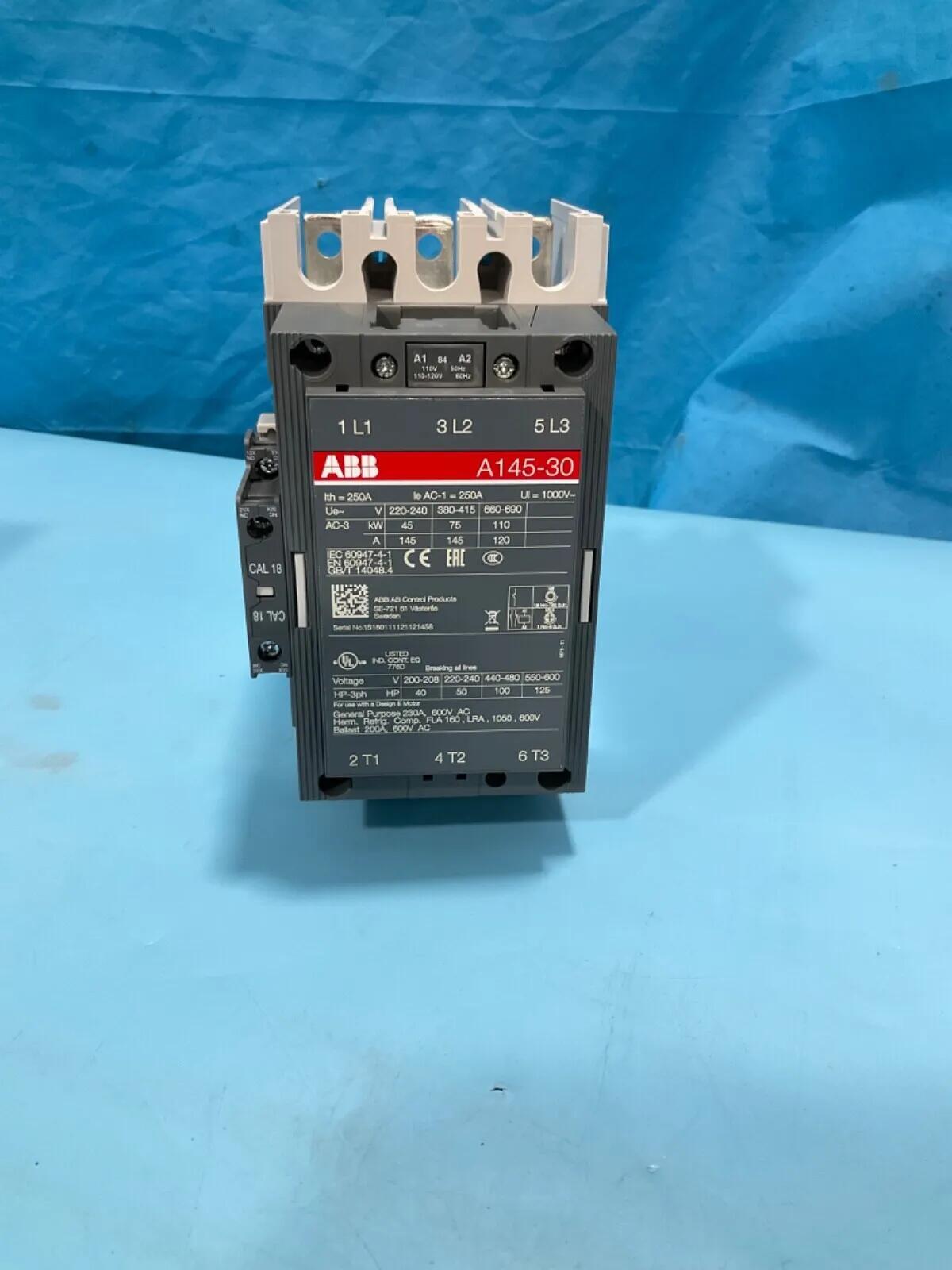 New In Box Boxed ABB A145-30-11-84 3P 120 V Coil Contactor